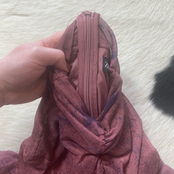 Zara ruched mesh or tulle long sleeve top in a purple or mauve tie-dye/swirl - Picture 8 of 9